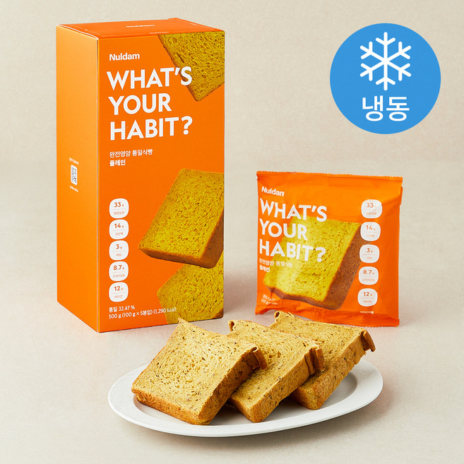 널담 완전영양 통밀식빵 플레인 5개입 (냉동), 500g, 1개