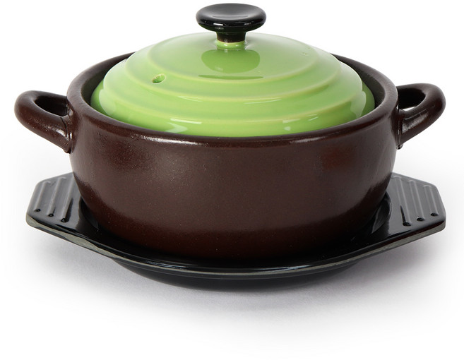 會呼吸的色彩 保寧砂鍋 綠色 + 附底座套組, 1套, 13.4cm
