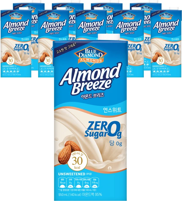 아몬드브리즈 언스위트, 950ml, 10개 - 쿠팡