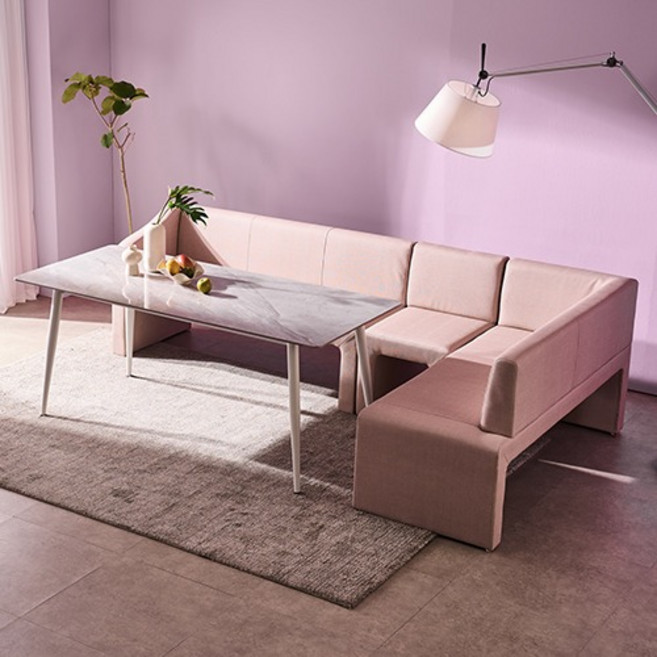 잉글랜더 루시 통세라믹 6인용 리빙다이닝 식탁 1600 + 3인 소파 우형 + 1인 소파 + 코너형 소파 우형 세트 방문설치, 그레이+화이트(식탁), 패턴베이지(3인소파, 1인소파, 코너형소파)