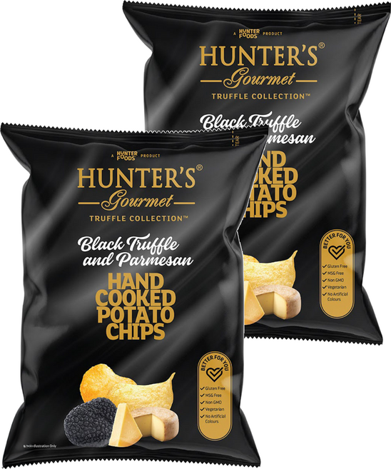 HUNTER'S gourmet 手工洋芋片 黑松露帕瑪森起司風味, 125g, 2包