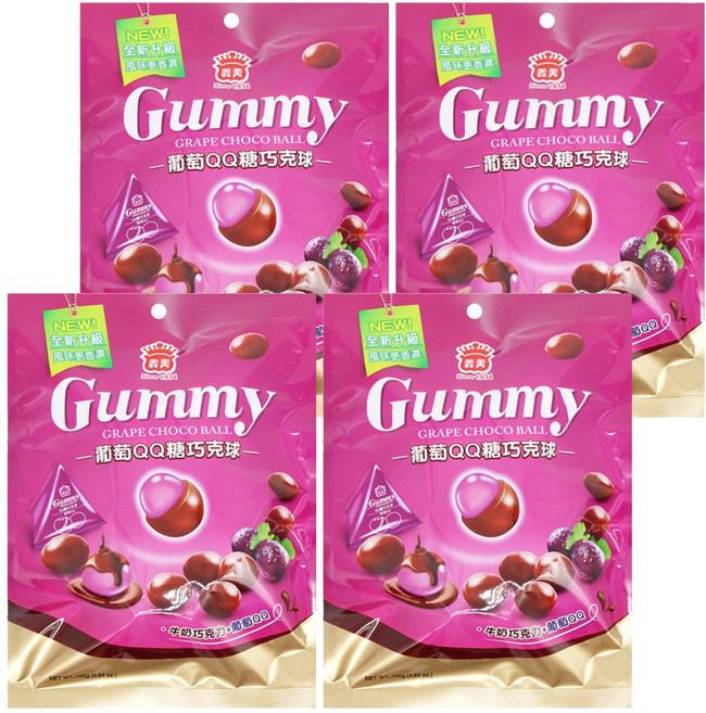 義美 QQ糖巧克球 葡萄口味, 160g, 4袋