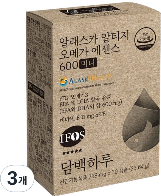 담백하루 알래스카 알티지오메가 에센스 600 미니, 30정, 3개
