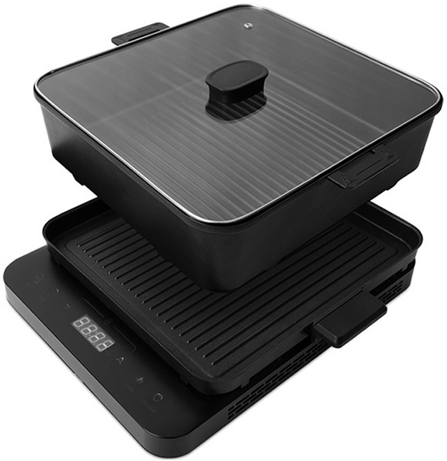 키친아트 인덕션 1구 + 그릴팬 + 전골냄비 세트 블랙, KID-B0103NK, 일반형