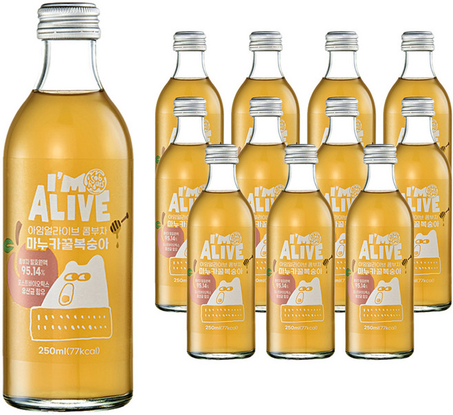 아임얼라이브콤부차 마누카꿀 복숭아, 250ml, 12개