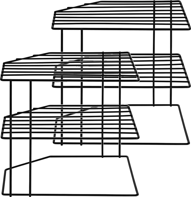 寢室安居 轉角好放取三層鐵藝置物架, 黑色, 2個