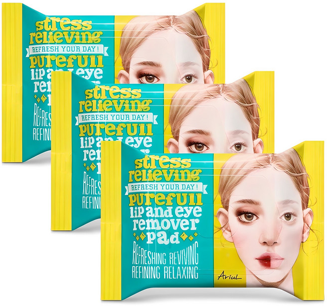 아리얼 스트레스 릴리빙 립앤아이 리무버 패드 30p, 55g, 3개