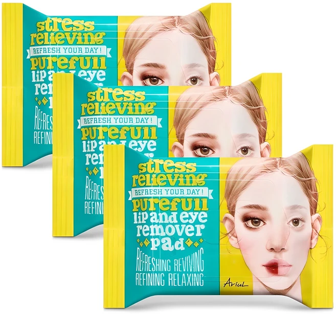 아리얼 스트레스 릴리빙 립앤아이 리무버 패드 30p, 55g, 3개 - 쿠팡