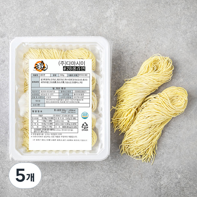 다마시이 생라면 #28, 5개, 500g