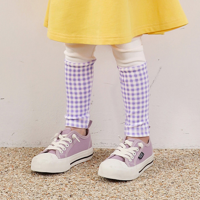 월튼키즈 여아용 체크블럭 레깅스