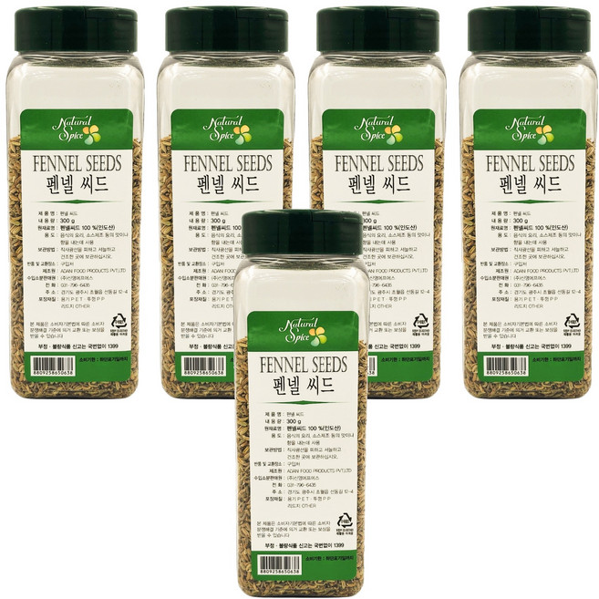 내츄럴스파이스 펜넬 씨드, 300g, 5개