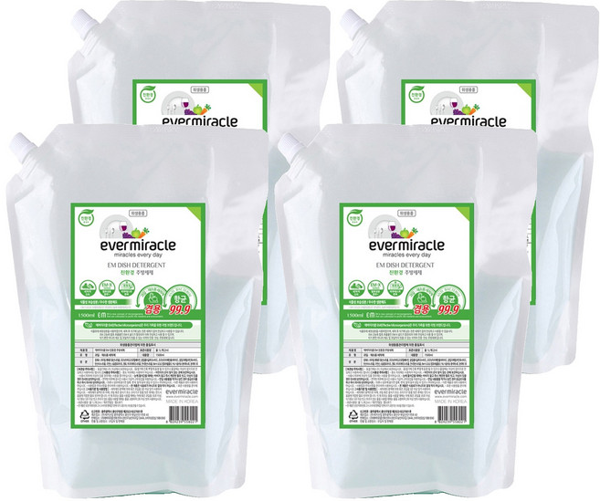 에버미라클 EM 친환경 주방세제, 1.5L, 4세트