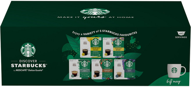 스타벅스 돌체구스토 버라이어티 팩, 커피 5종 + 머그잔 370ml, 1세트