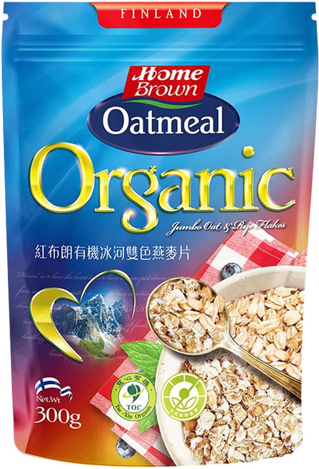 HomeBrown 紅布朗 有機冰河雙色燕麥片, 300g, 1包