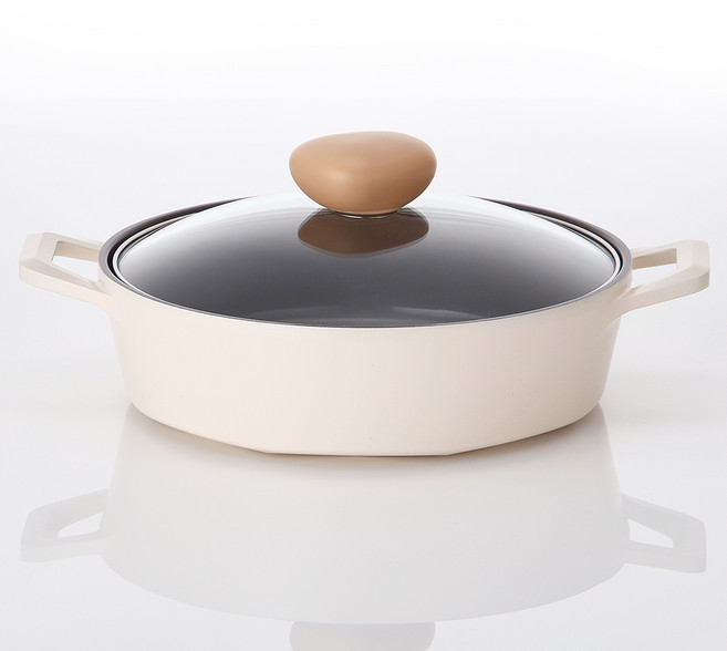 네오플램 캐럿 유리뚜껑 전골냄비, 24cm, 아이보리