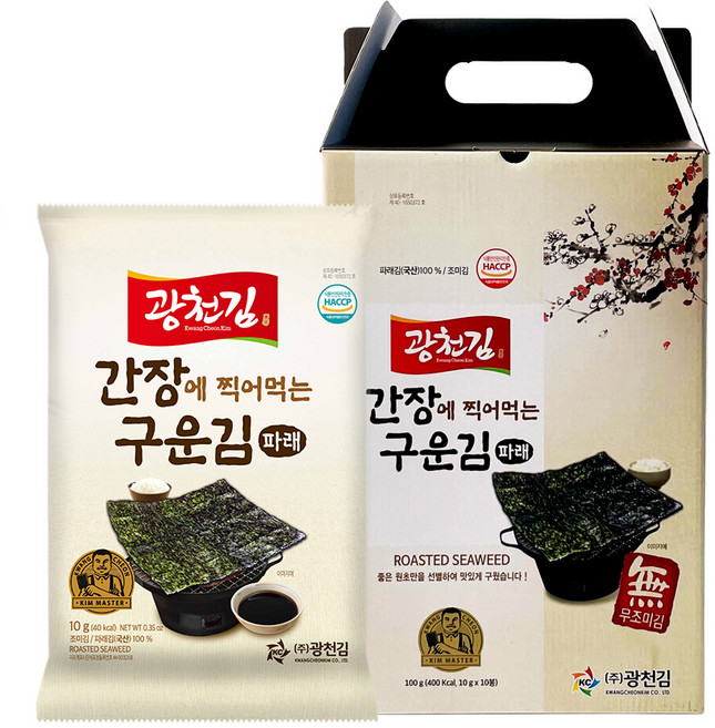 광천김 간장에 찍어먹는 구운 파래김, 100g, 1개