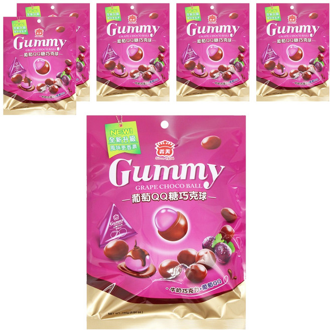 義美 QQ糖巧克球 葡萄口味, 160g, 6袋