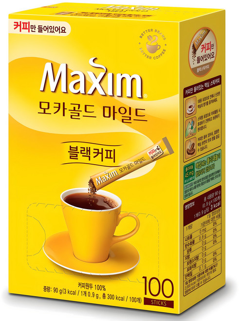 맥심 모카골드 마일드 블랙커피 원두커피스틱, 900mg, 100개입, 1개