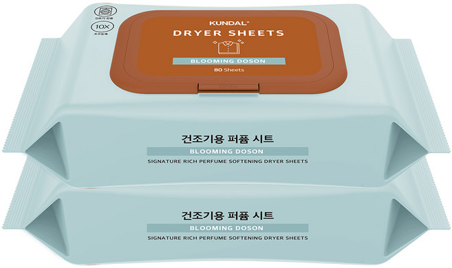 쿤달 시그니처 10배 초고농축 리치 퍼퓸 드라이시트 섬유유연제 블루밍 도손 본품, 80매, 2개