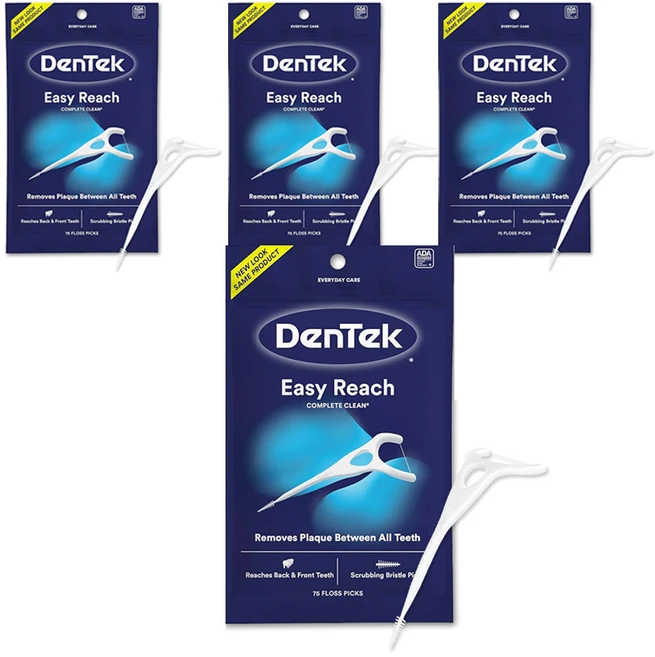 덴텍 컴플리트 클린 이지리치 어금니용 치간 치실, 75mm, 75개입, 4개 - 쿠팡