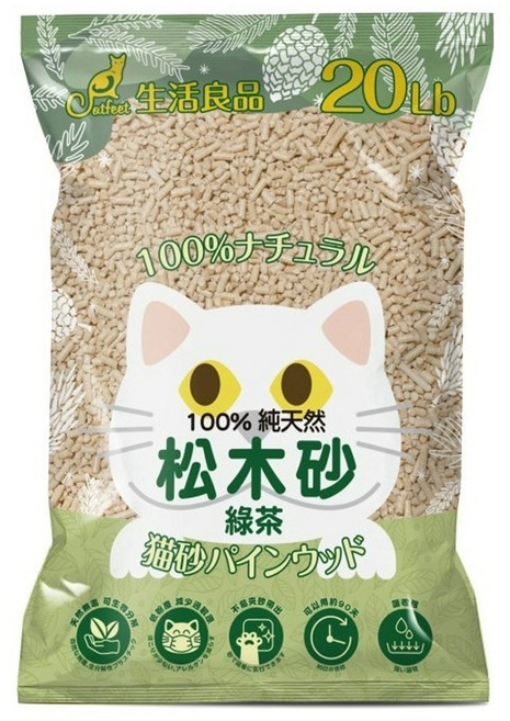 Catfeet 崩解型天然松木砂 20lb, 綠茶, 1包
