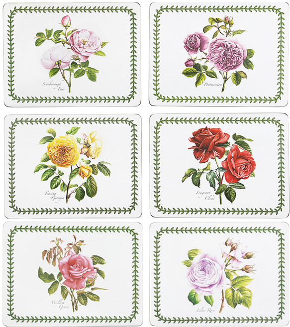 포트메리온 보타닉가든 테이블매트 로즈 6종 세트, 혼합색상, 30.5 x 23 cm, 1세트