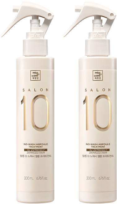 미쟝센 살롱10 노워시 앰플 트리트먼트 극손상 모발용, 200ml, 2개