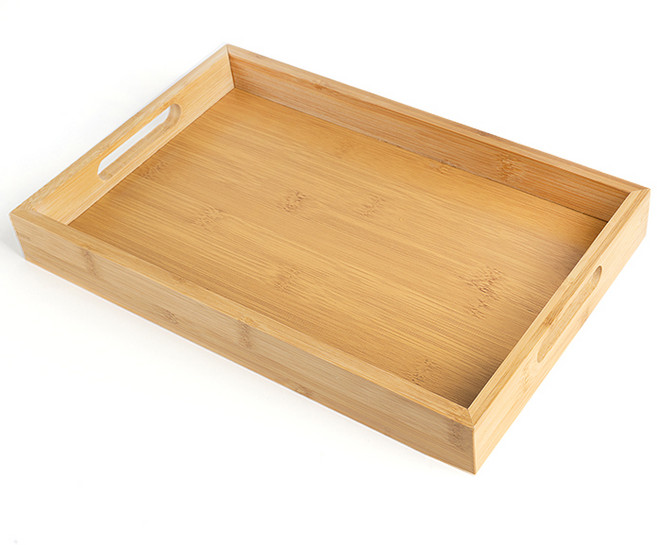 생활공식 사각 대나무 손잡이 트레이, 내추럴, 1개