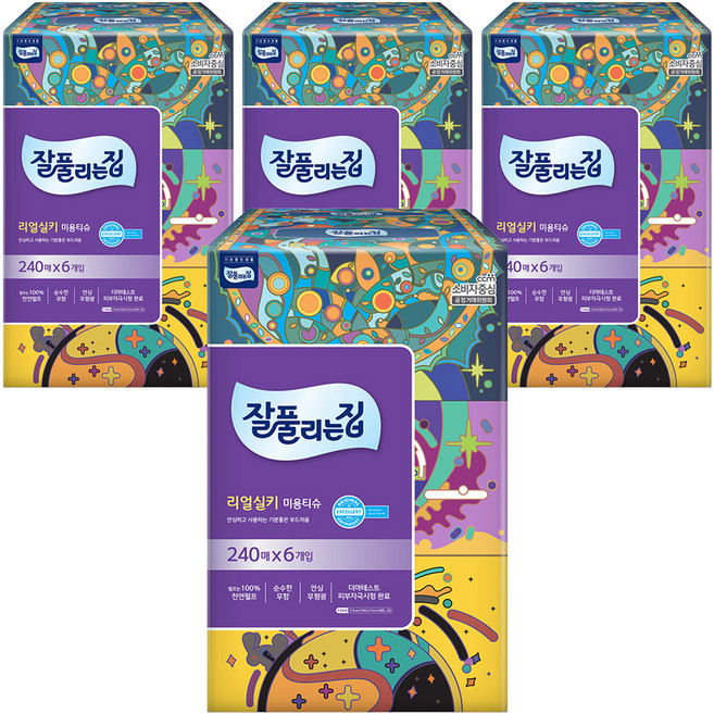 잘풀리는집 천연펄프 미용티슈 2겹, 240매입, 24개