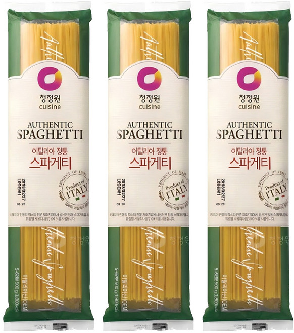 청정원 이탈리아 정통 스파게티면, 500g, 3개