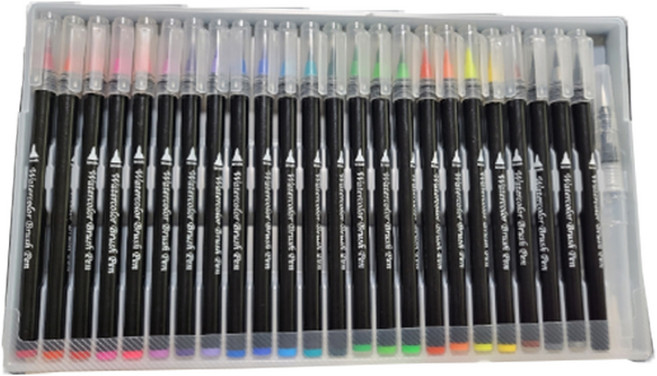 마다꾸미 컬러브러쉬 수채화 붓펜 24색 + 워터브러쉬 1개, 1세트