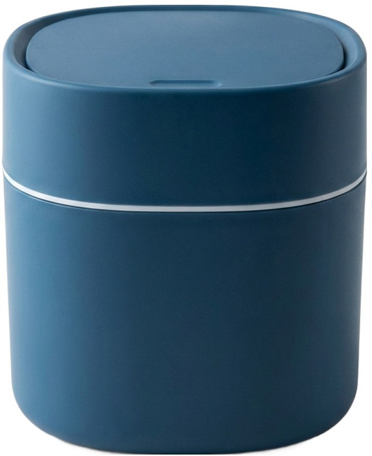 앞날창창 미니 뚜껑형 쓰레기통 탁상용 휴지통, 둥근사각형 블루
