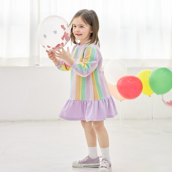 WALTONKIDS 女童 Candy Sweet 條紋連身裙