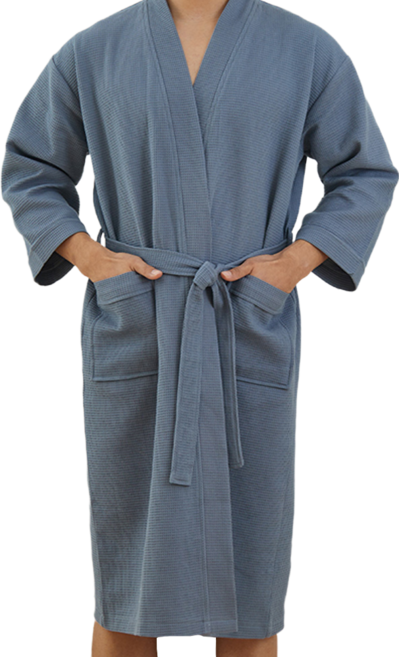 non-no 儂儂 純棉雙口袋華夫格繫帶浴袍