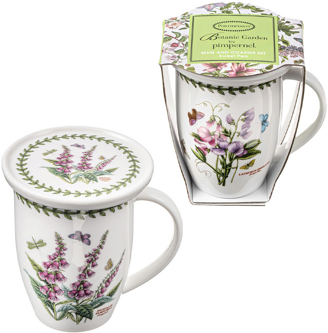 포트메리온 보타닉가든 머그컵2p + 코스터 뚜껑2p, 스위트피, 폭스글로브, 1세트