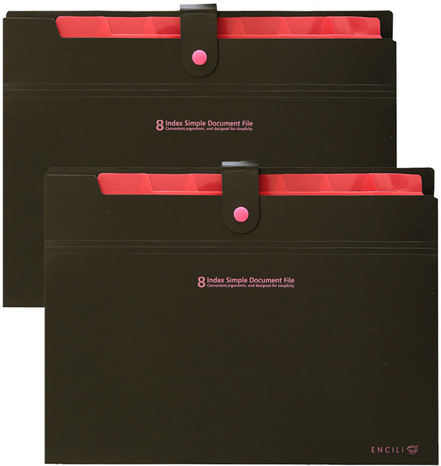 동아피엠에스 심플 8분류 인덱스 도큐먼트 파일, 2개, 블랙