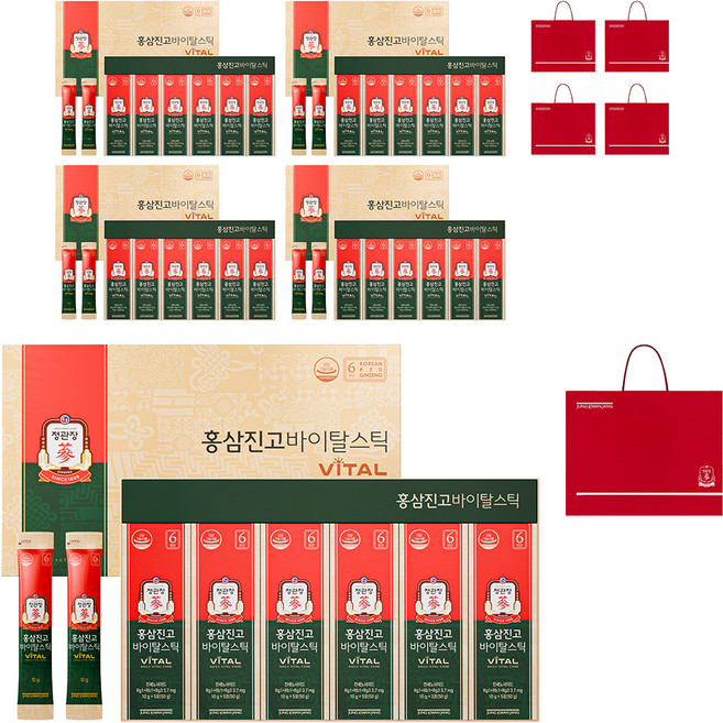 6위 - 정관장 정품 홍삼진고바이탈스틱 + 쇼핑백, 300g, 3개