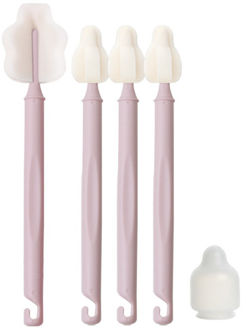 하이비 젖병 젖꼭지 세척솔 5종 세트, 1세트, 인디핑크