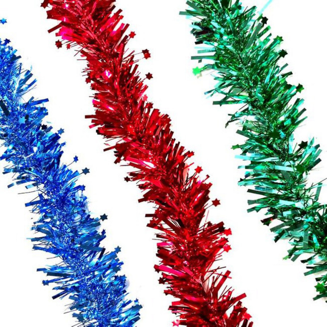 MODACore 摩達客 小星星雙色金蔥彩條龍柱 聖誕節慶裝飾, 顏色隨機, 3條