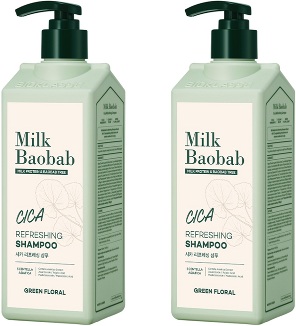 밀크바오밥 시카 리프레싱 샴푸 그린 플로럴향, 500ml, 2개