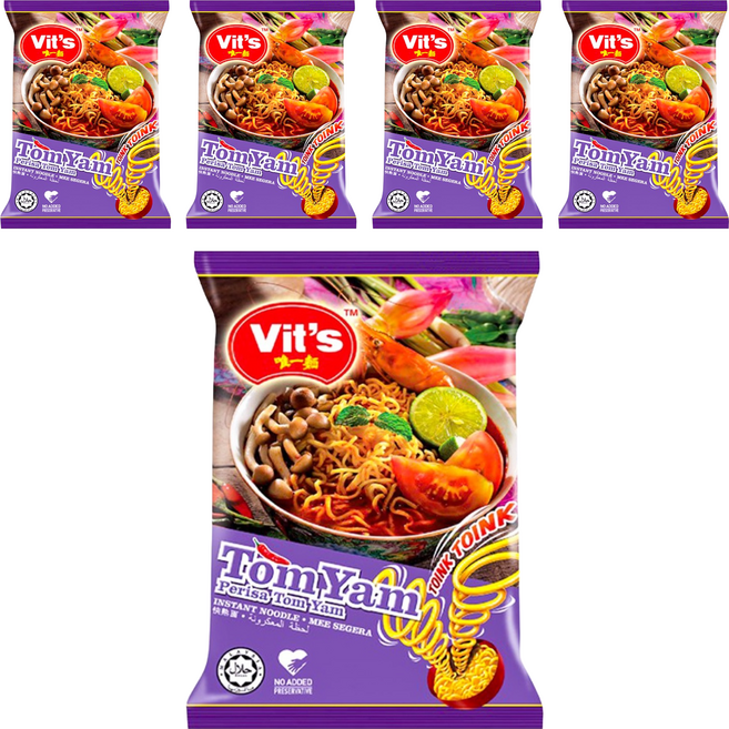 Vit's 唯一麵 南洋風味速食麵 TOM YAM泰式酸辣風味 78g, 5包