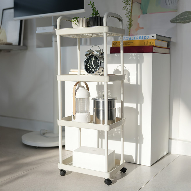 예그리나 이동식 틈새 트롤리 선반 30 x 20.5 x 82 cm, 화이트, 4단