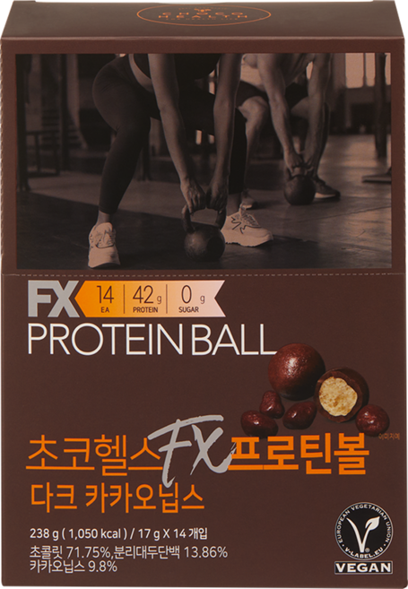 초코헬스 에프엑스 프로틴볼 다크 카카오닙스, 238g, 1개