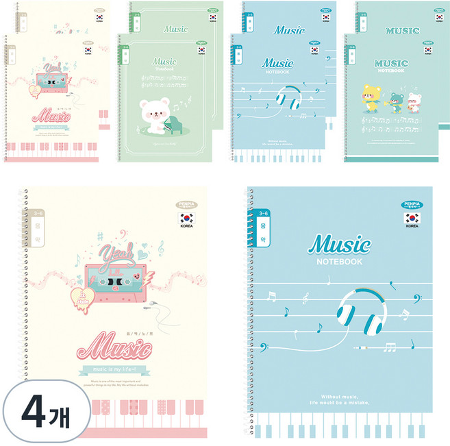 펜피아 1000 스프링 3-6음악 공용 초등노트 10p, 랜덤 발송, 4개
