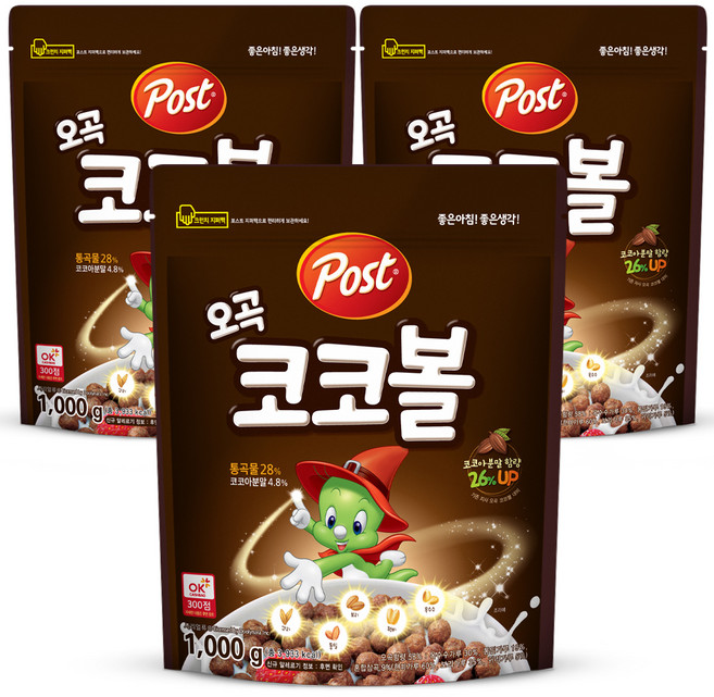 포스트 오곡 코코볼 시리얼, 1kg, 3개