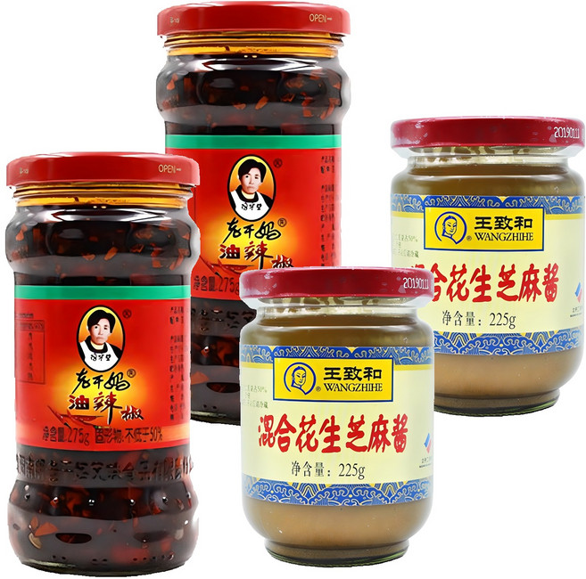 老干媽 油辣椒醬+花生芝麻醬, 500g, 2組