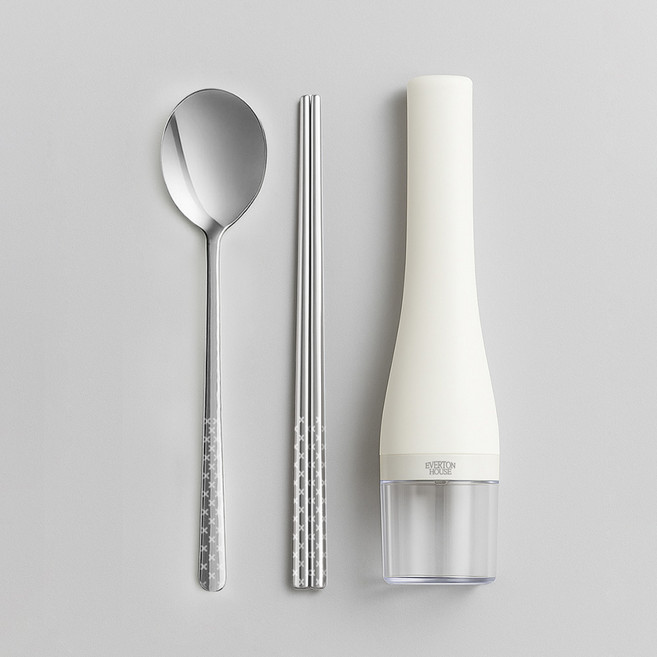 에버튼하우스 스탠딩 SUS304 수저세트 EHPM-K2B, 1세트, 숟가락+젓가락+케이스