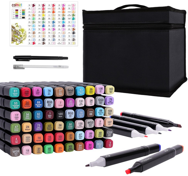코멧 홈 아동용 아트 마카펜 케이스 세트, 60색, 1개