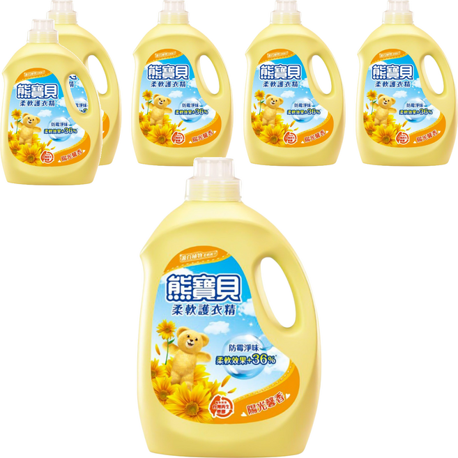 Snuggle 熊寶貝 衣物柔軟精 陽光馨香, 3.2L, 6桶