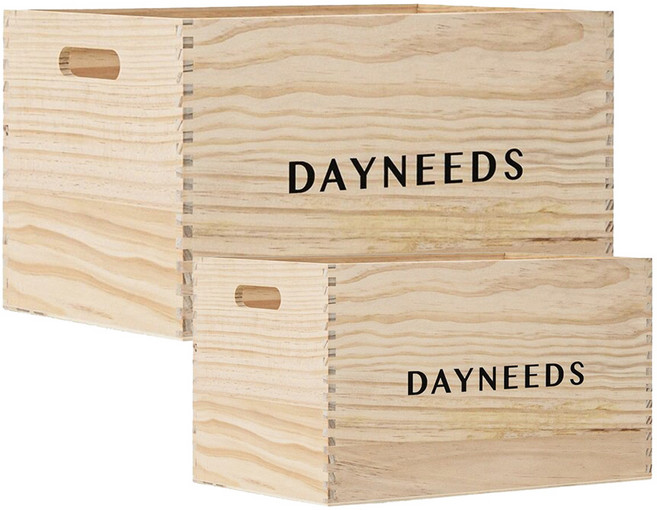 dayneeds 日需百備 專屬木製收納箱2個, 1層, 原木色